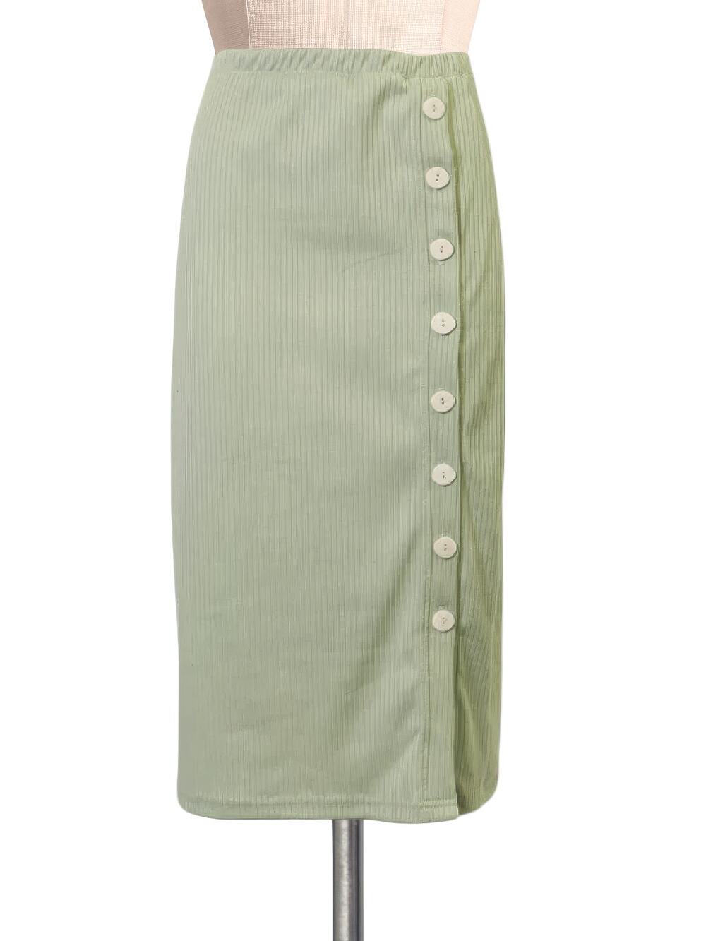 Anthropologie Lost + Wander Siren Treasure Green Knit Ribbed  Midi Skirt M